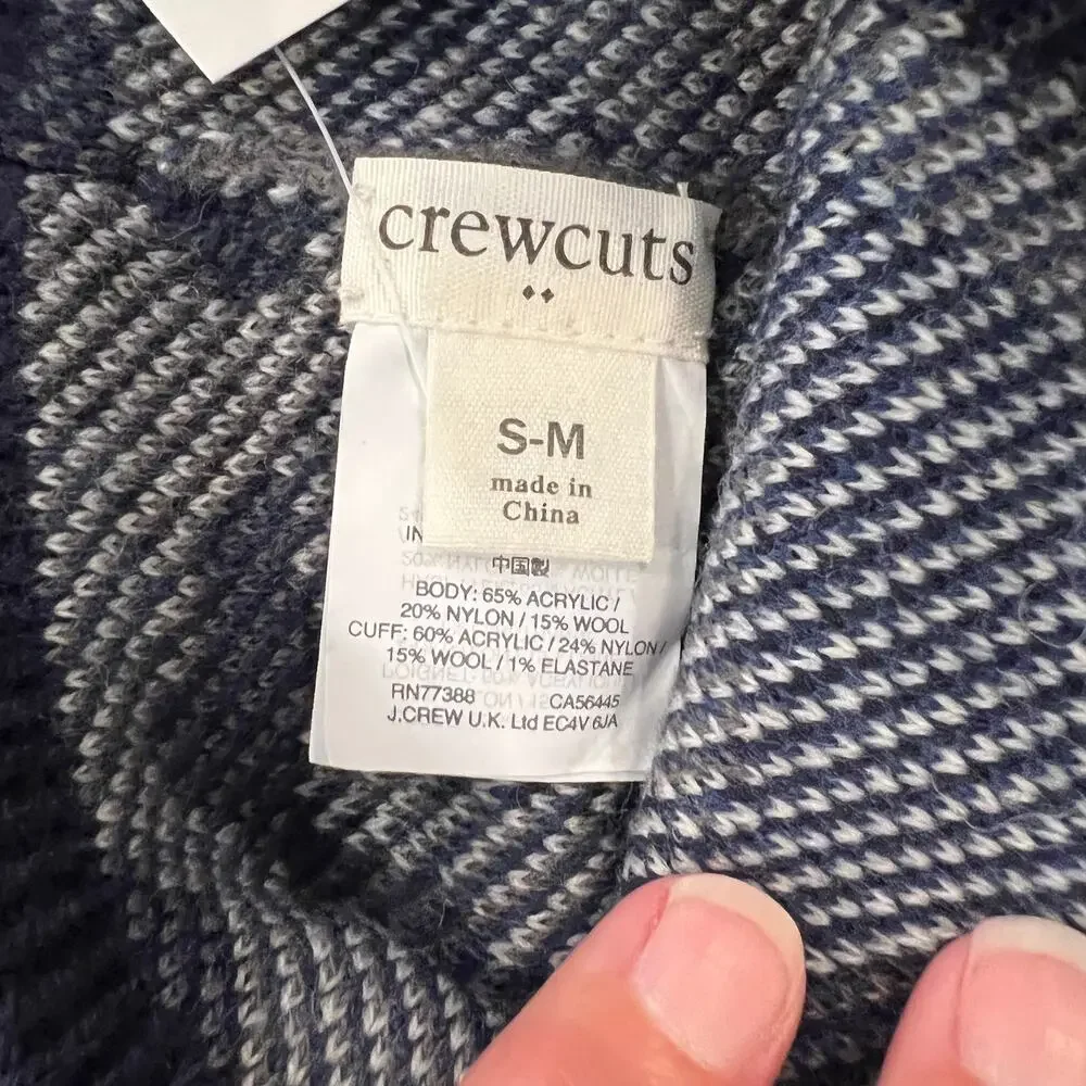 NWT J. Crew Boys' Navy, Blue and Grey Camoflauge Beanie - SIZE S/M